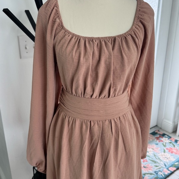 Elegant Tan Women's Dress - Picture 4 of 13